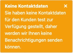 Warnung keine Kontaktinformationen
