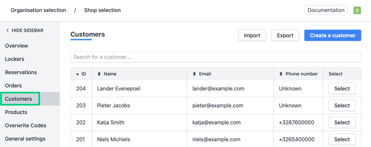 navigate to customers