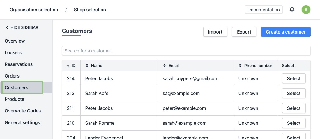 navigate to customers