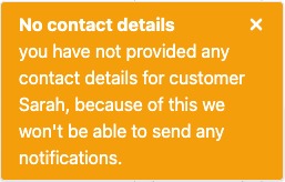 no contact information warning