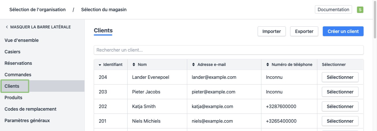 Accédez aux clients